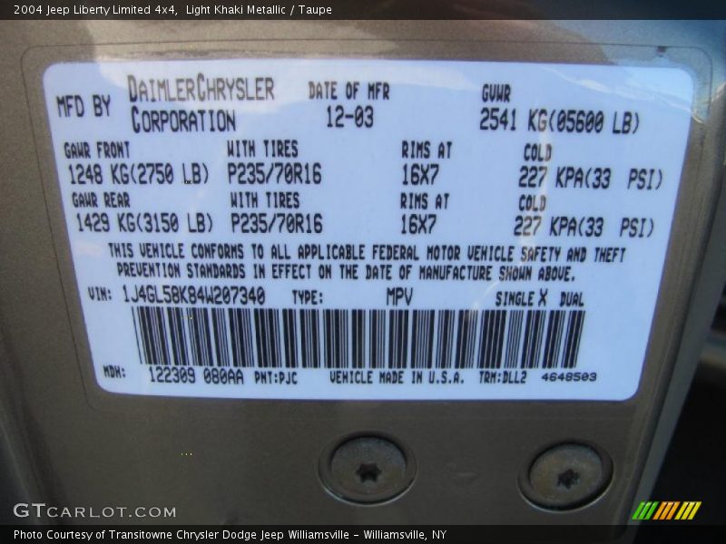 Light Khaki Metallic / Taupe 2004 Jeep Liberty Limited 4x4