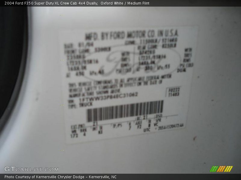 Oxford White / Medium Flint 2004 Ford F350 Super Duty XL Crew Cab 4x4 Dually
