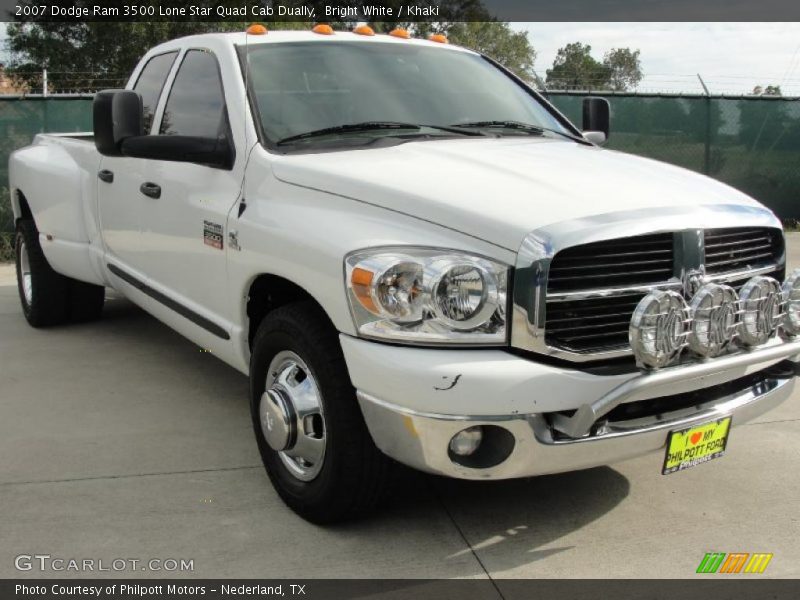 Bright White / Khaki 2007 Dodge Ram 3500 Lone Star Quad Cab Dually