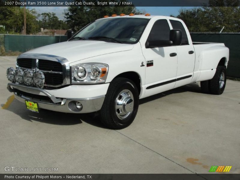 Bright White / Khaki 2007 Dodge Ram 3500 Lone Star Quad Cab Dually