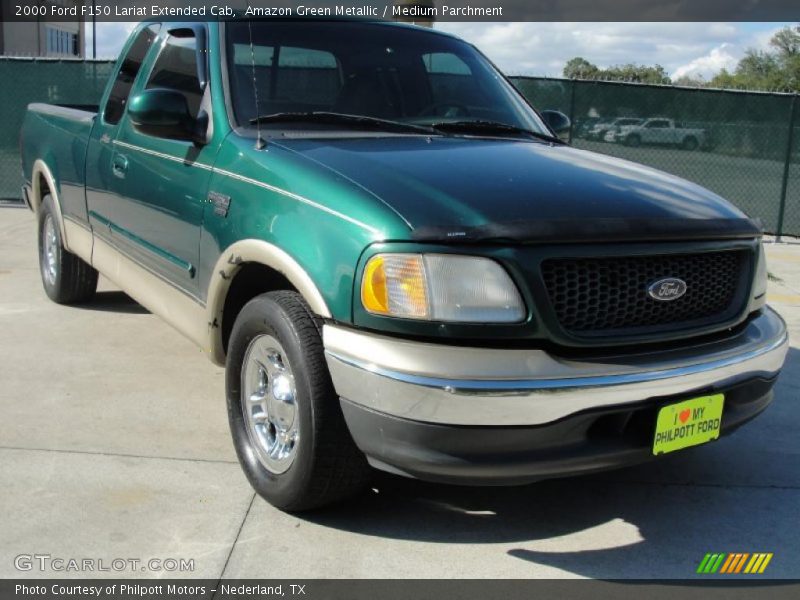 Amazon Green Metallic / Medium Parchment 2000 Ford F150 Lariat Extended Cab