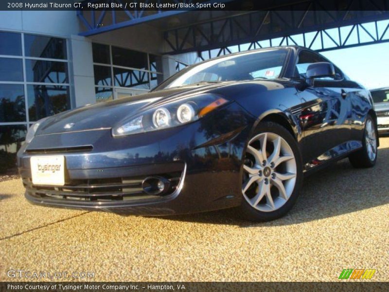 Regatta Blue / GT Black Leather/Black Sport Grip 2008 Hyundai Tiburon GT