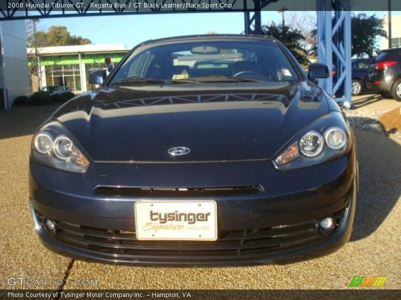 Regatta Blue / GT Black Leather/Black Sport Grip 2008 Hyundai Tiburon GT