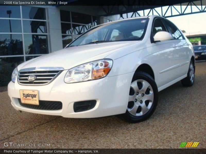 White / Beige 2008 Kia Spectra EX Sedan