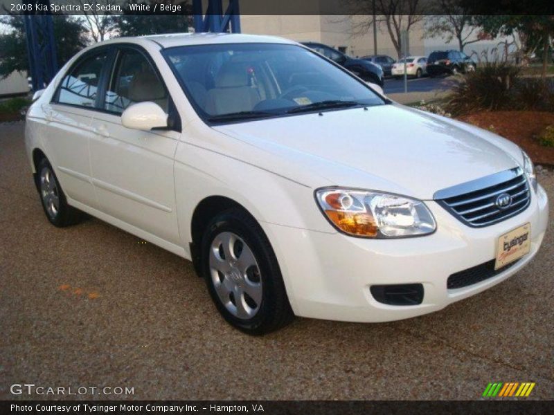 White / Beige 2008 Kia Spectra EX Sedan