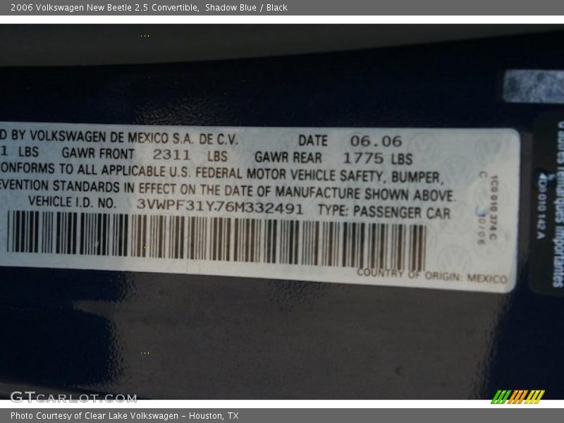 Shadow Blue / Black 2006 Volkswagen New Beetle 2.5 Convertible