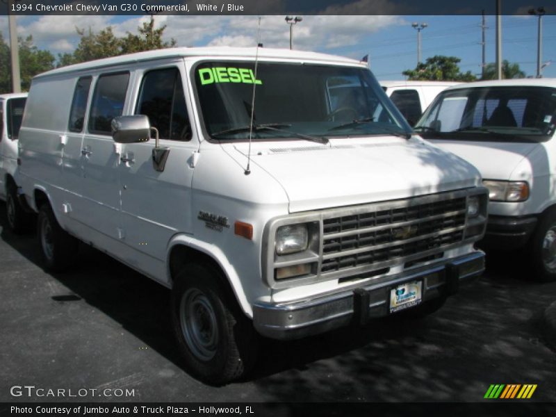 White / Blue 1994 Chevrolet Chevy Van G30 Commercial