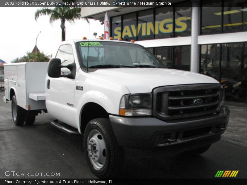 Oxford White / Medium Graphite 2003 Ford F550 Super Duty XL Regular Cab Chassis Utility