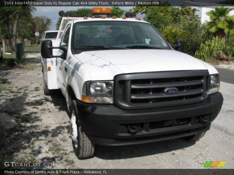 Oxford White / Medium Flint 2003 Ford F450 Super Duty XL Regular Cab 4x4 Utility Truck