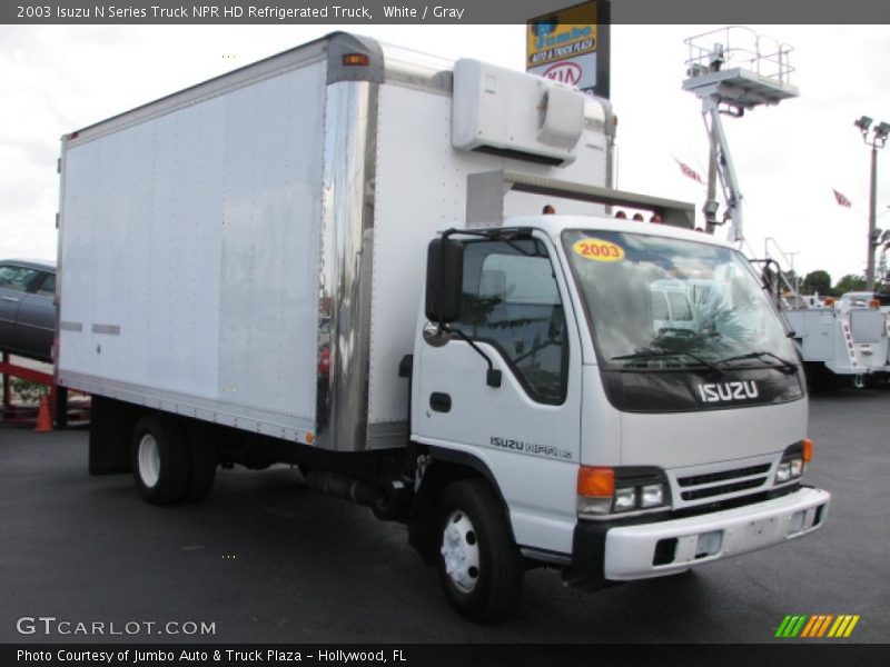 White / Gray 2003 Isuzu N Series Truck NPR HD Refrigerated Truck