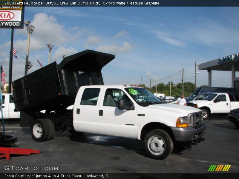 Oxford White / Medium Graphite 2000 Ford F450 Super Duty XL Crew Cab Dump Truck