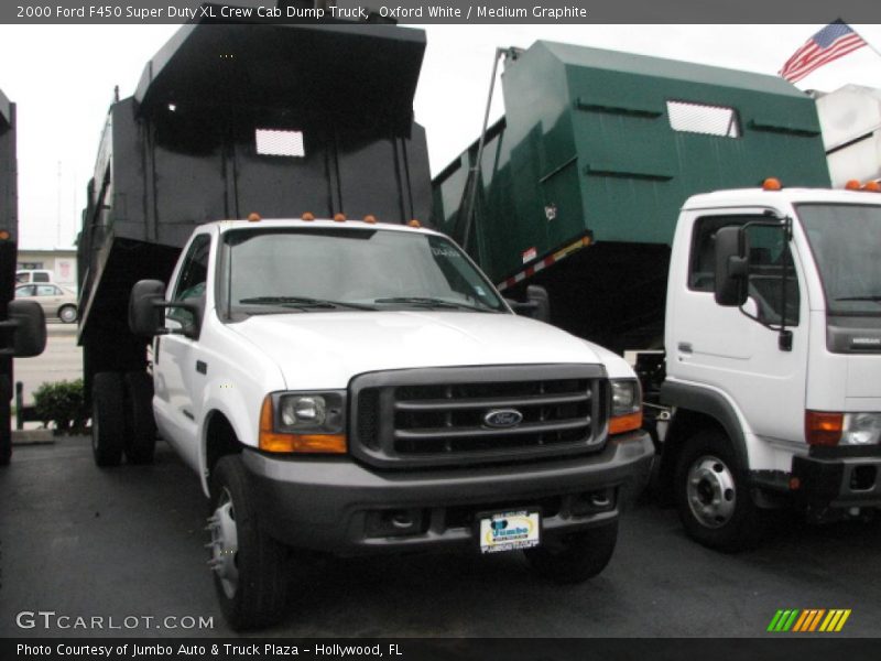 Oxford White / Medium Graphite 2000 Ford F450 Super Duty XL Crew Cab Dump Truck