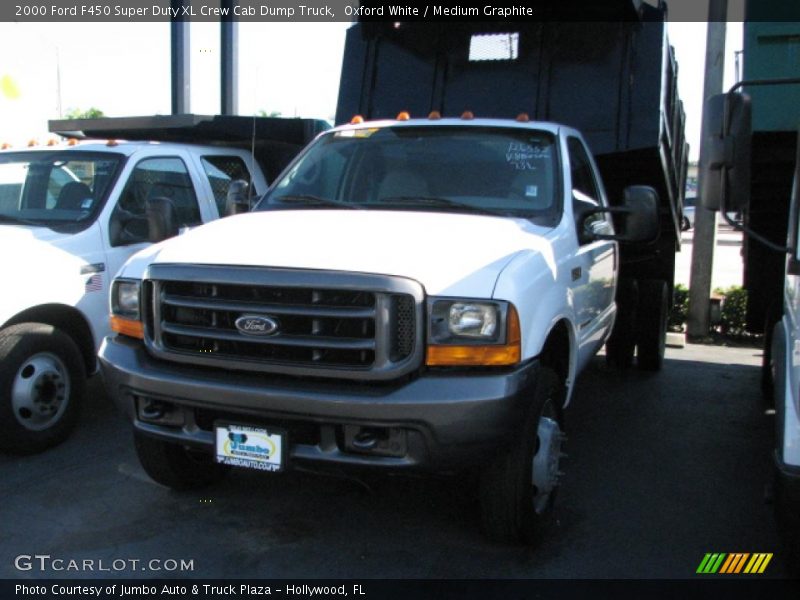 Oxford White / Medium Graphite 2000 Ford F450 Super Duty XL Crew Cab Dump Truck