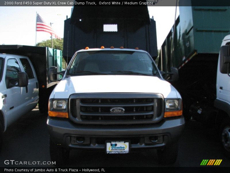 Oxford White / Medium Graphite 2000 Ford F450 Super Duty XL Crew Cab Dump Truck