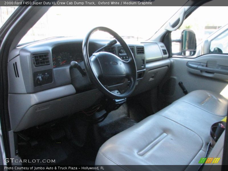 Oxford White / Medium Graphite 2000 Ford F450 Super Duty XL Crew Cab Dump Truck