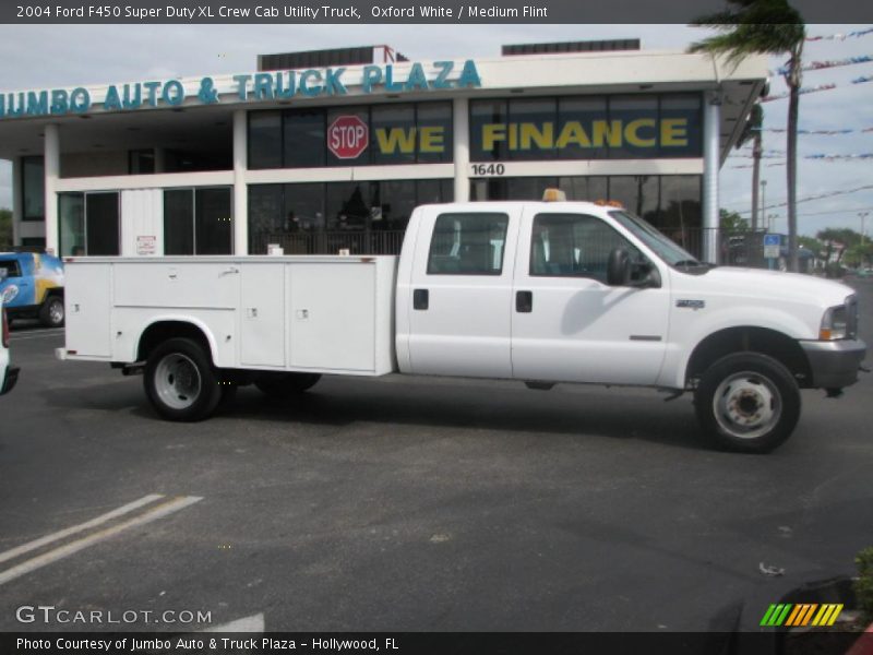 Oxford White / Medium Flint 2004 Ford F450 Super Duty XL Crew Cab Utility Truck