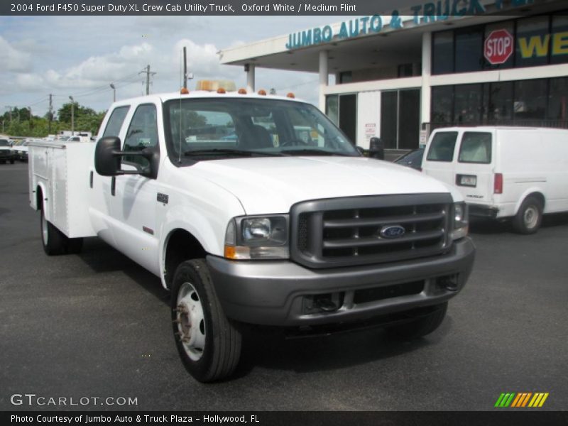 Oxford White / Medium Flint 2004 Ford F450 Super Duty XL Crew Cab Utility Truck