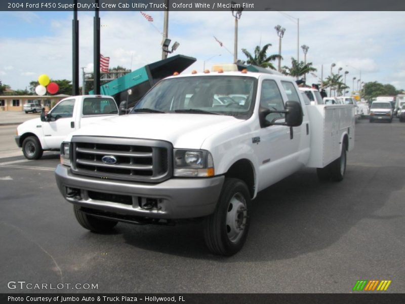 Oxford White / Medium Flint 2004 Ford F450 Super Duty XL Crew Cab Utility Truck