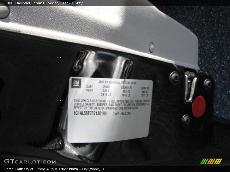 Black / Gray 2008 Chevrolet Cobalt LT Sedan