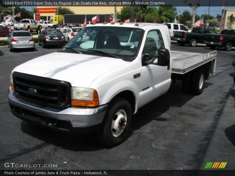 Oxford White / Medium Graphite 1999 Ford F350 Super Duty XL Regular Cab Dually Flat Bed