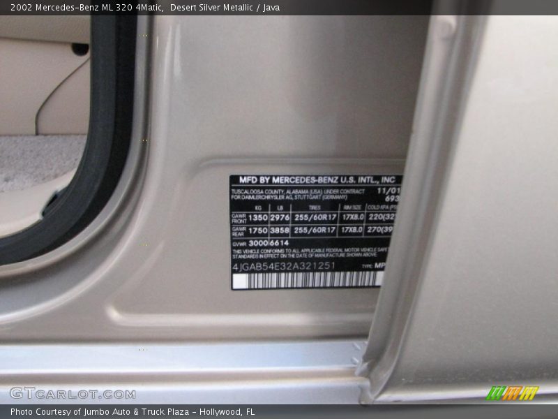 Desert Silver Metallic / Java 2002 Mercedes-Benz ML 320 4Matic