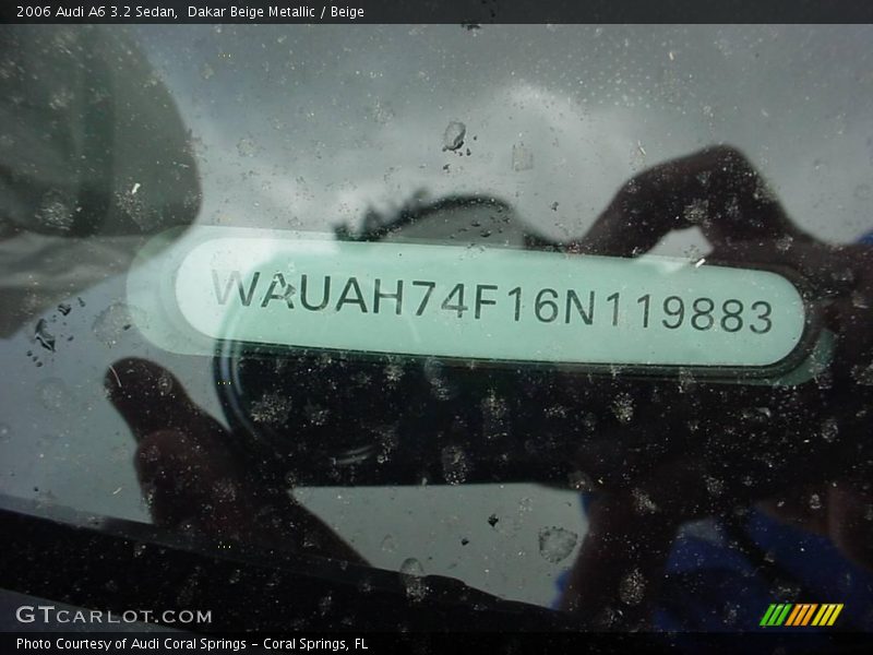 Dakar Beige Metallic / Beige 2006 Audi A6 3.2 Sedan