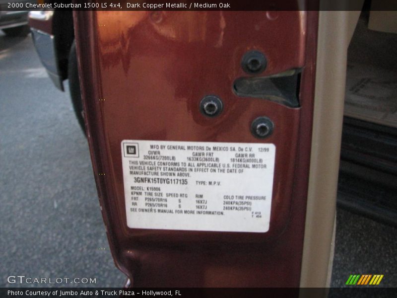 Dark Copper Metallic / Medium Oak 2000 Chevrolet Suburban 1500 LS 4x4