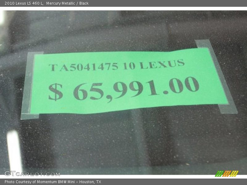 Mercury Metallic / Black 2010 Lexus LS 460 L