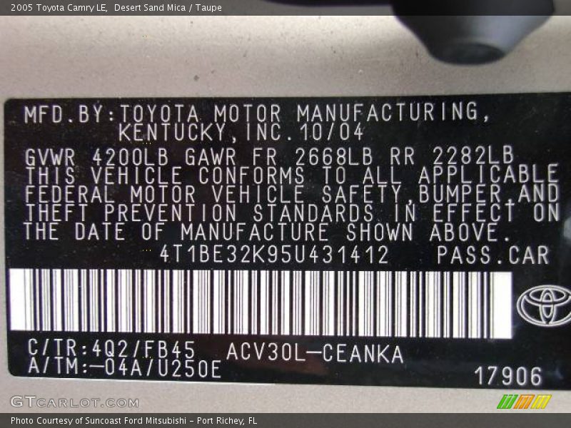 Desert Sand Mica / Taupe 2005 Toyota Camry LE