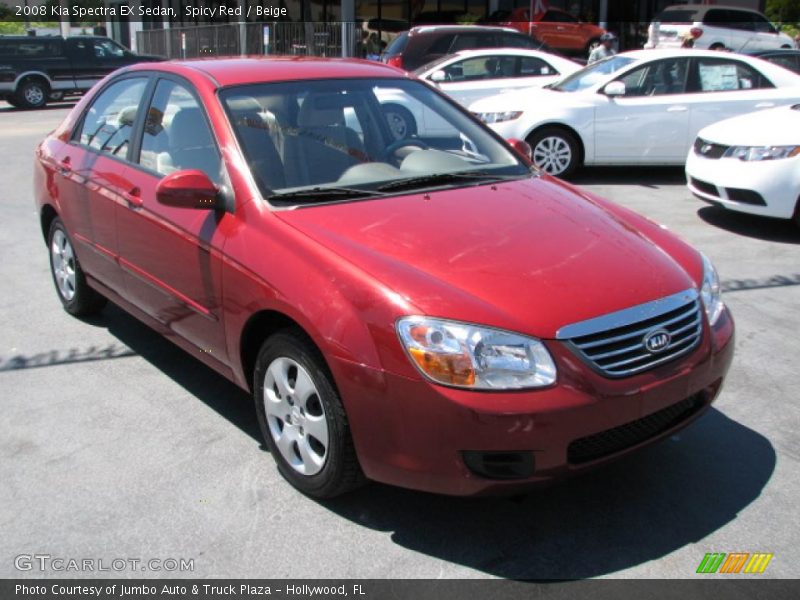 Spicy Red / Beige 2008 Kia Spectra EX Sedan