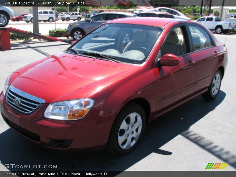 Spicy Red / Beige 2008 Kia Spectra EX Sedan