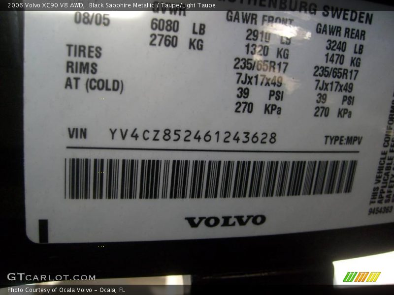 Black Sapphire Metallic / Taupe/Light Taupe 2006 Volvo XC90 V8 AWD
