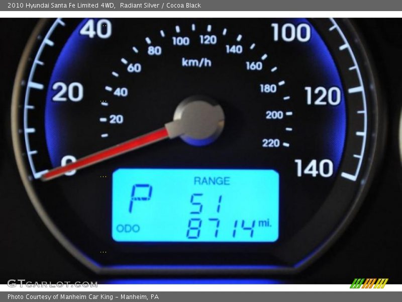 Radiant Silver / Cocoa Black 2010 Hyundai Santa Fe Limited 4WD