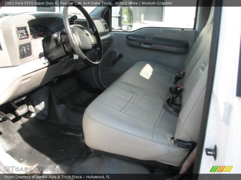 Oxford White / Medium Graphite 2001 Ford F550 Super Duty XL Regular Cab 4x4 Stake Truck