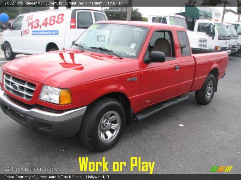 Bright Red / Medium Prairie Tan 2002 Ford Ranger XLT SuperCab