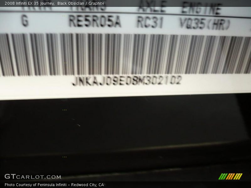 Black Obsidian / Graphite 2008 Infiniti EX 35 Journey