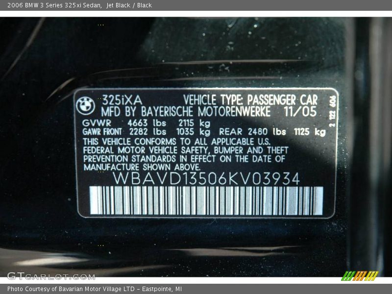 Jet Black / Black 2006 BMW 3 Series 325xi Sedan