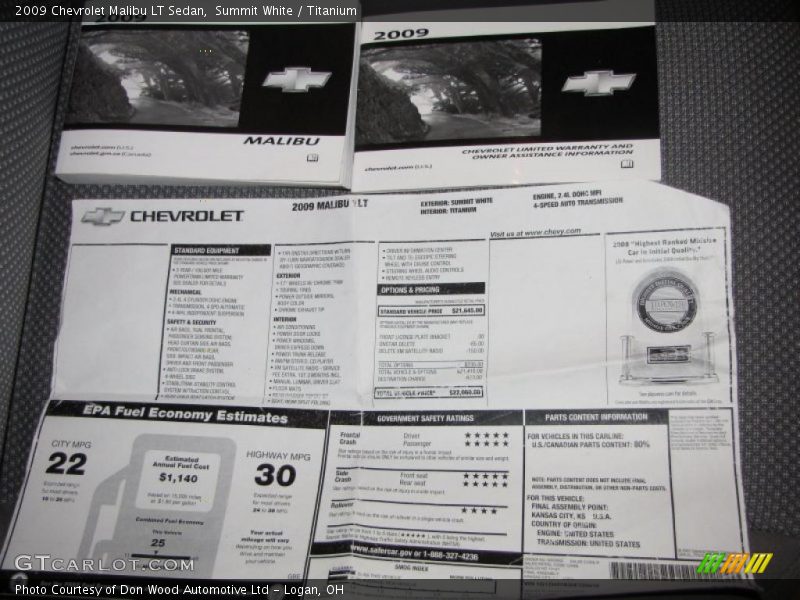 Summit White / Titanium 2009 Chevrolet Malibu LT Sedan
