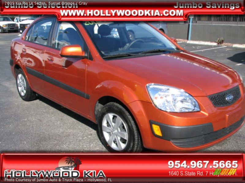 Sunset Orange / Gray 2009 Kia Rio LX Sedan