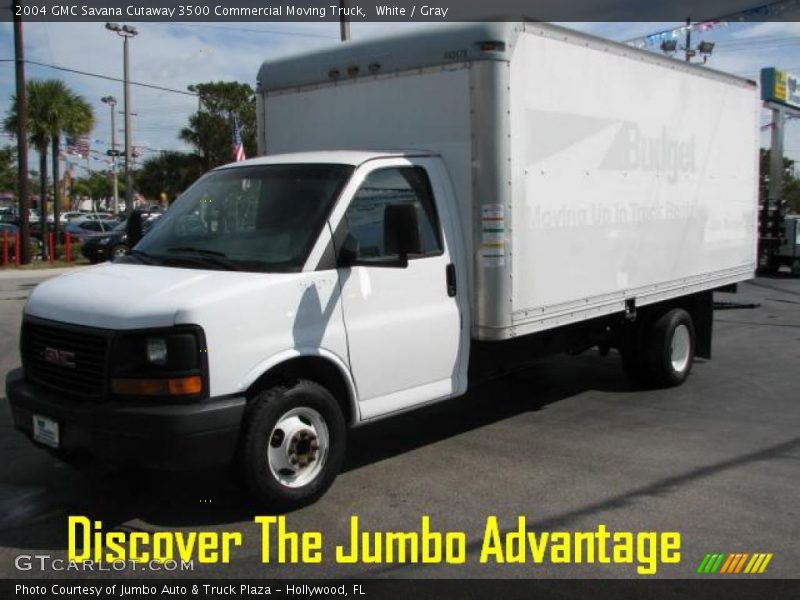 White / Gray 2004 GMC Savana Cutaway 3500 Commercial Moving Truck