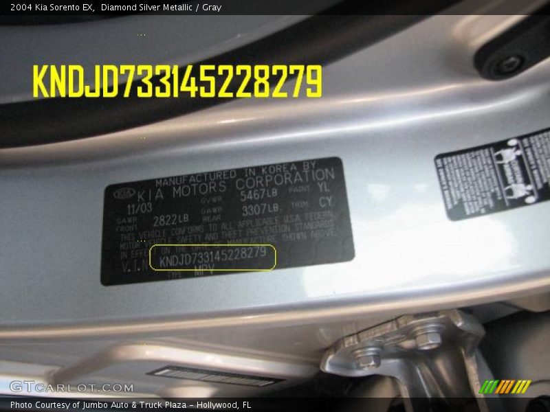 Diamond Silver Metallic / Gray 2004 Kia Sorento EX