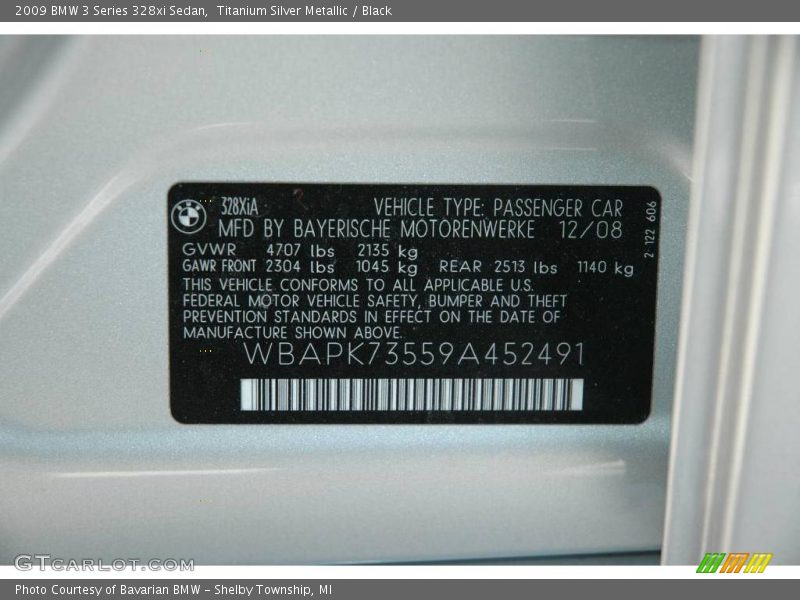 Titanium Silver Metallic / Black 2009 BMW 3 Series 328xi Sedan