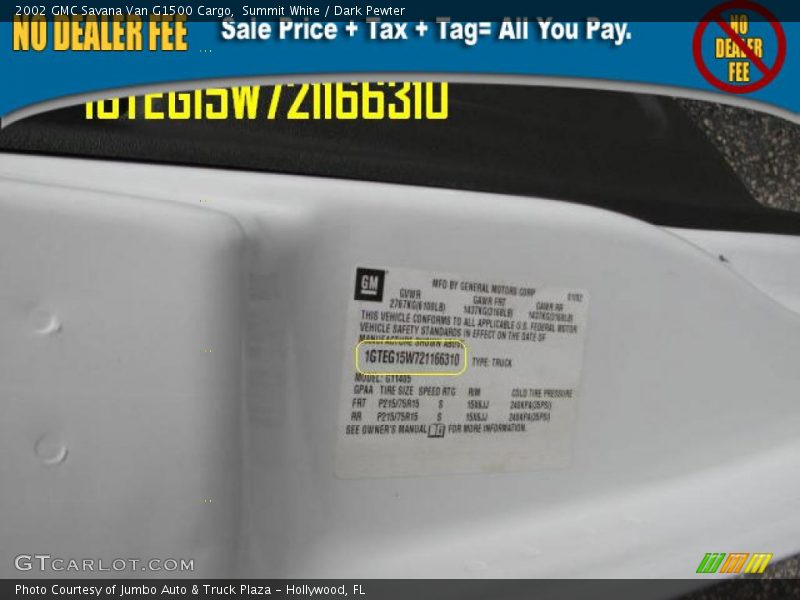Summit White / Dark Pewter 2002 GMC Savana Van G1500 Cargo