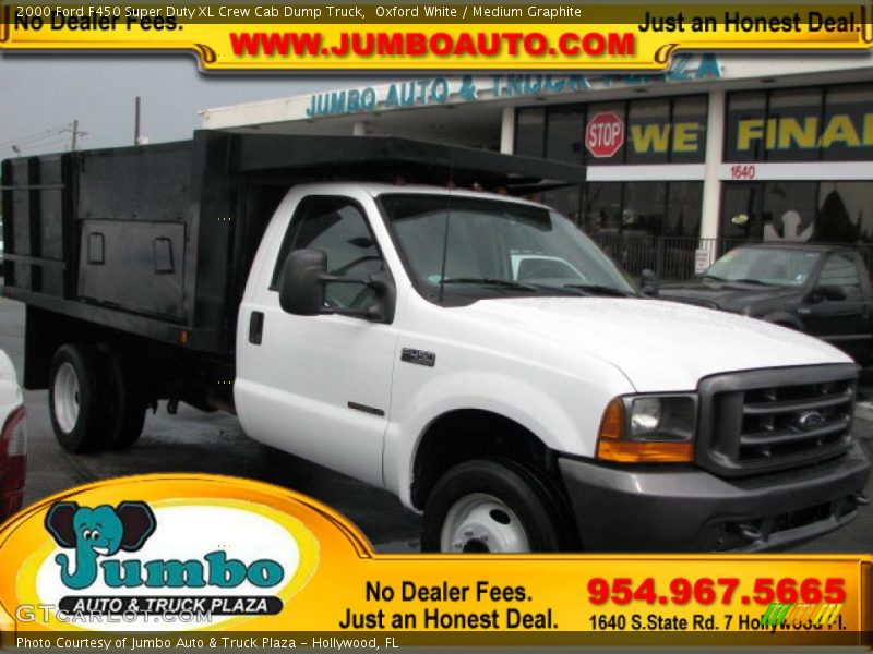 Oxford White / Medium Graphite 2000 Ford F450 Super Duty XL Crew Cab Dump Truck