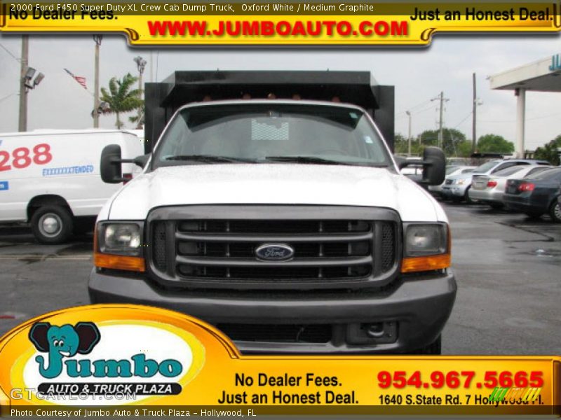 Oxford White / Medium Graphite 2000 Ford F450 Super Duty XL Crew Cab Dump Truck