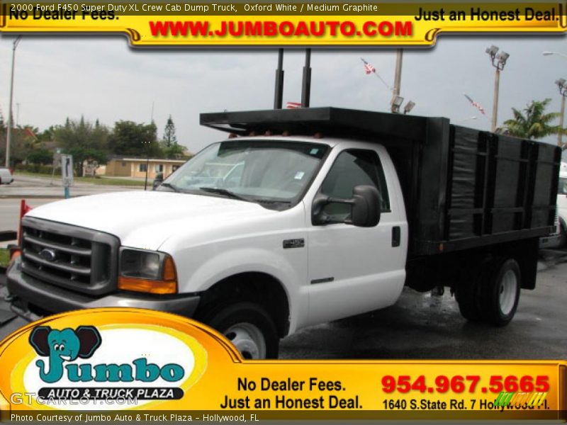 Oxford White / Medium Graphite 2000 Ford F450 Super Duty XL Crew Cab Dump Truck