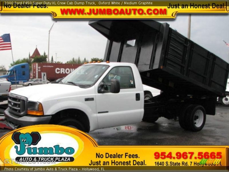 Oxford White / Medium Graphite 2000 Ford F450 Super Duty XL Crew Cab Dump Truck