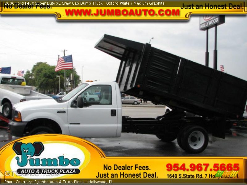 Oxford White / Medium Graphite 2000 Ford F450 Super Duty XL Crew Cab Dump Truck