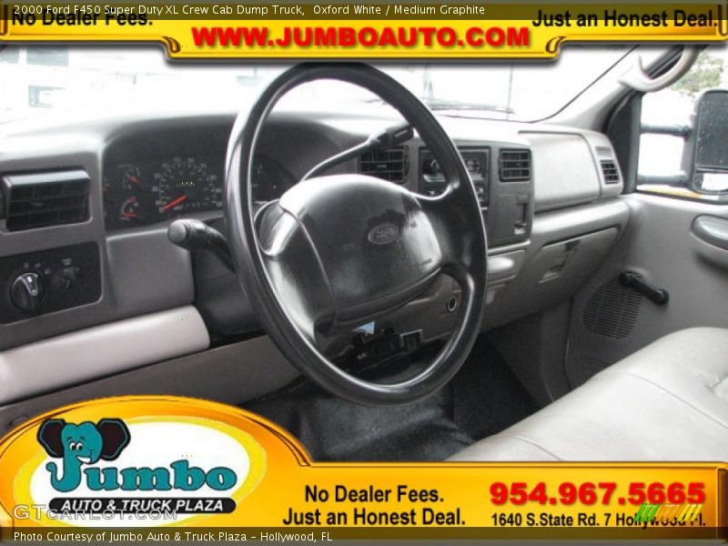 Oxford White / Medium Graphite 2000 Ford F450 Super Duty XL Crew Cab Dump Truck