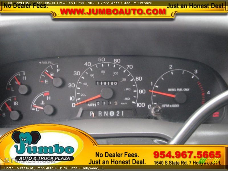 Oxford White / Medium Graphite 2000 Ford F450 Super Duty XL Crew Cab Dump Truck
